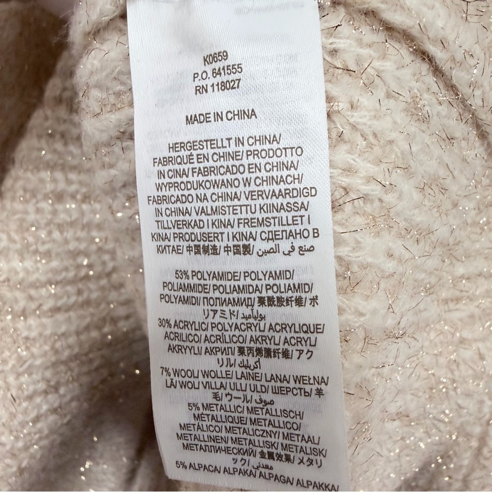 Boden Oversized V Neck Cable Knkt Pullover Cream Metallic Sweater Size 14 - Picture 7 of 13